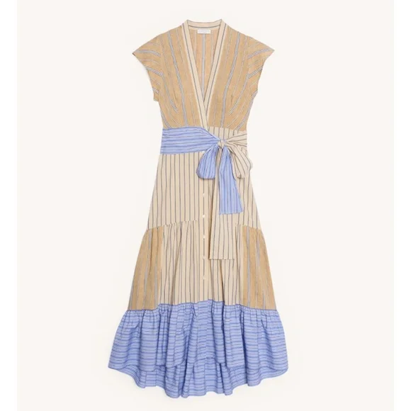 Sandro Long Sleeveless Asymmetric dress w stripes. EU-34 (US-S or size 2) - Picture 2 of 16